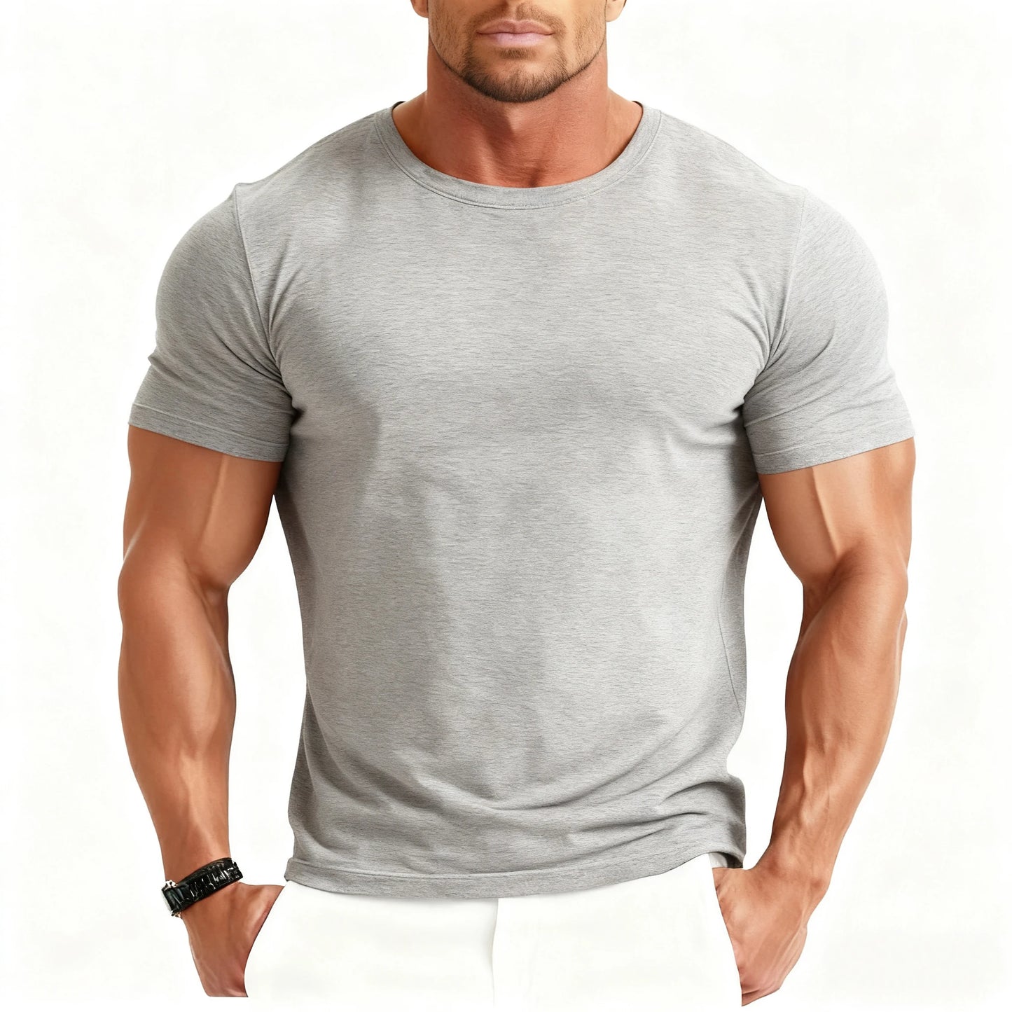 Hoge Kwaliteit Maatwerk Basis Zacht Snel Droog Sport Spier Atletische Ronde Hals Mannen T-Shirt