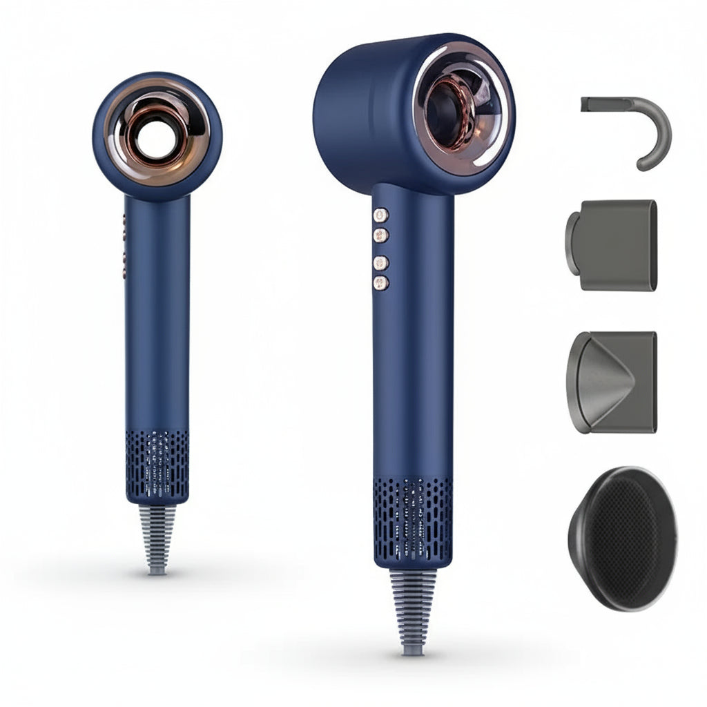 Profesjonalna suszarka do włosów z zaawansowaną technologią jonów ujemnych dla lśniących i zdrowych włosów, jakości jak z salonu. 